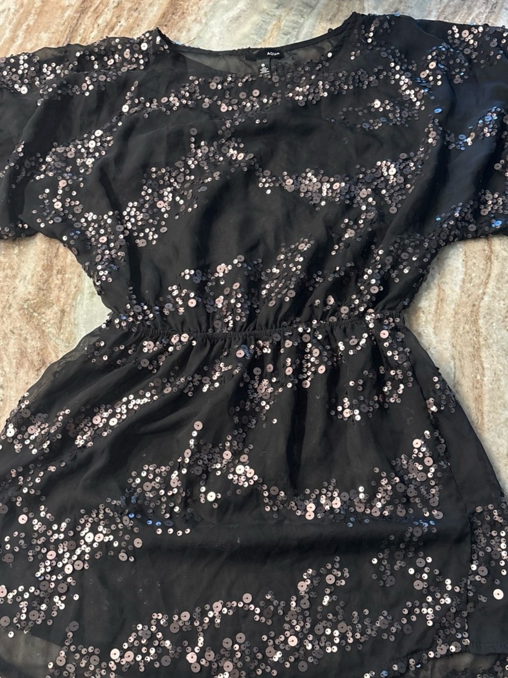 Aqua Black Dress with Sequins